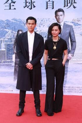 BEIJING, CHINA - JUNE 26: (CHINA OUT) Actor Eddie Peng (L) and singer Zhou Bichang attend the red carpet for Cold War 2 on June 26, 2016 in Beijing, China.  CFP487287122