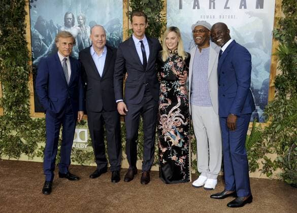 Christoph Waltz, David Yates, Alexander Skarsgard, Margot Robbie, Samuel L. Jackson & Djimon Hounsou THE LEGEND OF TARZAN FILM PREMIERE Hollywood Patrick Rideaux PicturePerfect