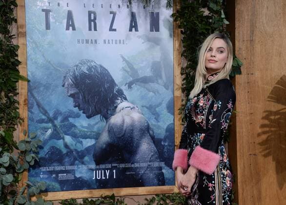 Cast member Margot Robbie attends the premiere of the motion picture adventure film The Legend of Tarzan at the Dolby Theatre in the Hollywood section of Los Angeles on June 27, 2016. Storyline: Tarzan, having acclimated to life in London, is called back to his former home in the jungle to investigate the activities at a mining encampment.  LAP2016062716 JIMxRUYMEN