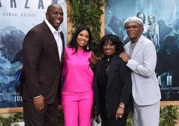 June 27, 2016 - Hollywood, California, U.S. - Magic Johnson, Cookie Kelly, LaTanya Richardson & Samuel L. Jackson arrives for the premiere of the film The Legend of Tarzan at the Dolby Theatre. Hollywood U.S. - ZUMAo05_