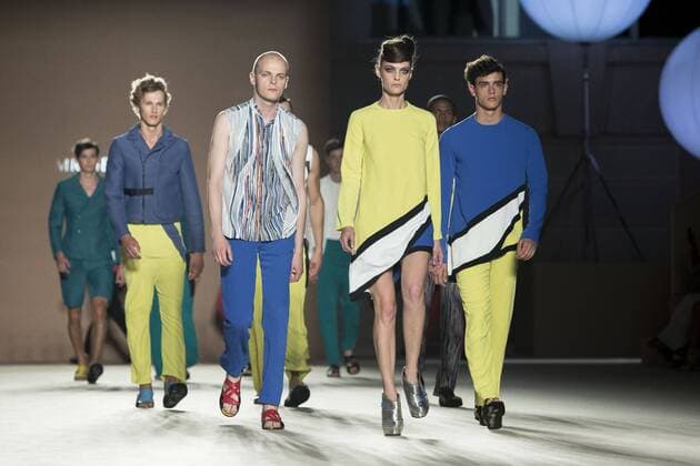 June 27, 2016 - Barcelona, Spain - Models presents a creation by Miquel Suay at the 080 Barcelona Fashion Week 2016 on June 27, 2016 in Barcelona, Spain. Barcelona Spain  - ZUMAn230