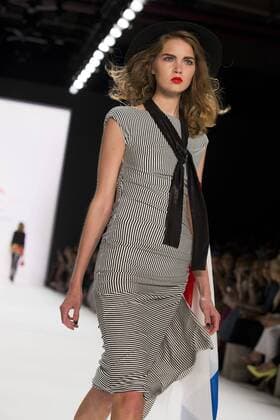 June 29, 2016 - Berlin, Germany - A model carries a French flag as she walks the runway at the Anja Gockel show during the Mercedes-Benz Fashion Week Berlin Spring Summer 2017 at Erika Hess Eisstadion in Berlin, Germany on June 29, 2016. Berlin Germany  - ZUMAn230