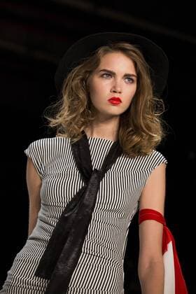 June 29, 2016 - Berlin, Germany - A model carries a French flag as she walks the runway at the Anja Gockel show during the Mercedes-Benz Fashion Week Berlin Spring Summer 2017 at Erika Hess Eisstadion in Berlin, Germany on June 29, 2016. Berlin Germany  - ZUMAn230