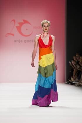 June 29, 2016 - Berlin, Germany - A model carries a LGBT rainbow flag as he walks the runway at the Anja Gockel show during the Mercedes-Benz Fashion Week Berlin Spring Summer 2017 at Erika Hess Eisstadion in Berlin, Germany on June 29, 2016. Berlin Germany  - ZUMAn230