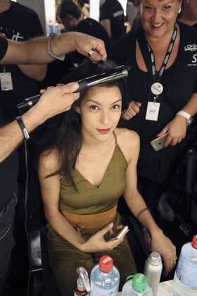 Rebecca Mir backstage bei der Minx by Eva Lutz Fashion Show auf der Mercedes-Benz Fashion Week Berlin Spring Summer 2017. Berlin, 29.06.2016 Foto:xS.xGabschx xFuturexImage