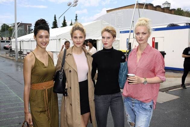 Rebecca Mir, Elena Carriere, Kim Hnizdo und Franziska Knuppe bei der Minx by Eva Lutz Fashion Show auf der Mercedes-Benz Fashion Week Berlin Spring Summer 2017. Berlin, 29.06.2016 Foto:xS.xGabschx xFuturexImage