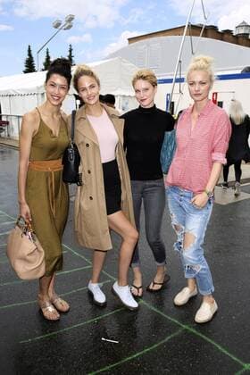 Rebecca Mir, Elena Carriere, Kim Hnizdo und Franziska Knuppe bei der Minx by Eva Lutz Fashion Show auf der Mercedes-Benz Fashion Week Berlin Spring Summer 2017. Berlin, 29.06.2016 Foto:xS.xGabschx xFuturexImage