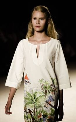 June 29, 2016 - Barcelona, Catalonia, Spain - A model walks the runway presenting the new Memories Of The Java Sea collection by fashion label Lebor Gabala at the 080 Barcelona Fashion 2016 summer edition. Barcelona Spain - ZUMAo105