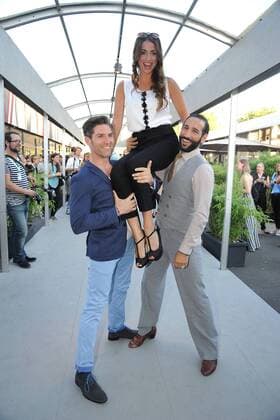 Christian Polanc, Ekaterina Leonova und Massimo Sinato bei der Ankunft zur G.M.Kretschmer Modenschau im Rahmen der Mercedes-Benz Fashion Week Frühjahr Sommer 2017 am 29.06.2016 in Berlin MBFW Fashionweek in Berlin 2016- G.M.Kretschmer Fashion Show 