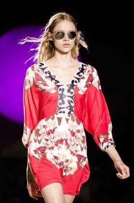 June 29, 2016 - Barcelona, Catalonia, Spain - A model walks the runway presenting the new Spring 2017 collection by fashion label Custo Barcelona at the 080 Barcelona Fashion 2016 summer edition. Barcelona Spain - ZUMAo105
