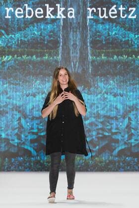 June 29, 2016 - Berlin, Germany - Fashion Designer Rebekka Ruetz aknowledge the applause of the guests at the Rebekka Ruetz show during the Mercedes-Benz Fashion Week Berlin Spring Summer 2017 at Erika Hess Eisstadion in Berlin, Germany on June 29, 2016. Berlin Germany  - ZUMAn230