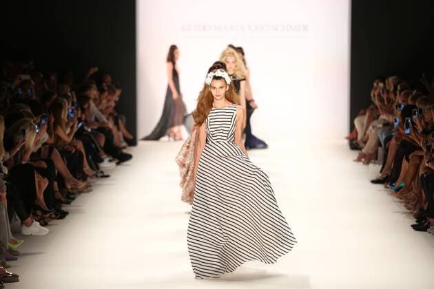 Berlin: Guido Maria Kretschmer at the Fashion Week The photo shows Models with the collection of Guido Maria Kretschmer on the catwalk in the Erika Hess Ice Stadium in Berlin-Weding. From 28 June to 1 July 2016 will for the 19th time, the Mercedes-Benz Fashion Week Berlin. Numerous labels are taking part in the German fashion week for the 2017 spring summer season.  SimonexKuhlmey