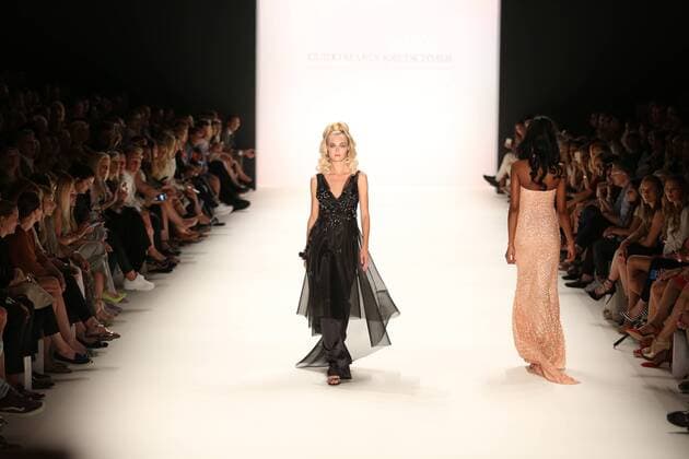 Berlin: Guido Maria Kretschmer at the Fashion Week The photo shows Models with the collection of Guido Maria Kretschmer on the catwalk in the Erika Hess Ice Stadium in Berlin-Weding. From 28 June to 1 July 2016 will for the 19th time, the Mercedes-Benz Fashion Week Berlin. Numerous labels are taking part in the German fashion week for the 2017 spring summer season.  SimonexKuhlmey