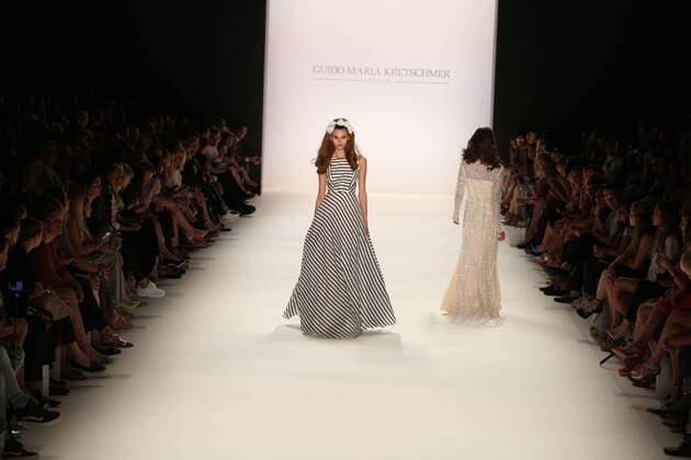 Berlin: Guido Maria Kretschmer at the Fashion Week The photo shows Models with the collection of Guido Maria Kretschmer on the catwalk in the Erika Hess Ice Stadium in Berlin-Weding. From 28 June to 1 July 2016 will for the 19th time, the Mercedes-Benz Fashion Week Berlin. Numerous labels are taking part in the German fashion week for the 2017 spring summer season.  SimonexKuhlmey