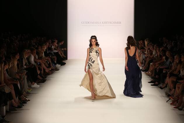 Berlin: Guido Maria Kretschmer at the Fashion Week The photo shows Models with the collection of Guido Maria Kretschmer on the catwalk in the Erika Hess Ice Stadium in Berlin-Weding. From 28 June to 1 July 2016 will for the 19th time, the Mercedes-Benz Fashion Week Berlin. Numerous labels are taking part in the German fashion week for the 2017 spring summer season.  SimonexKuhlmey