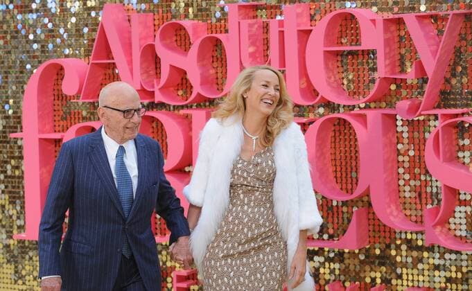 June 29, 2016 - England, United Kingdom - Rupert Murdoch and Jerry Hall attend the World Premiere of Absolutely Fabulous at Odeon Leciester Square. United Kingdom - ZUMAs147