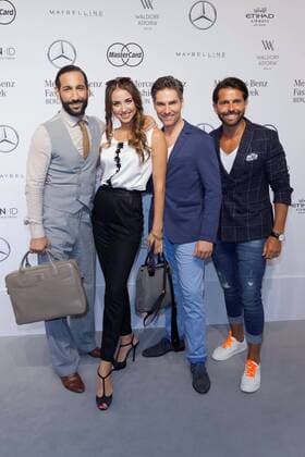 Massimo Sinató, Ekaterina Leonova, Christian Polanc und Serhat Yilmaz - Ankunft zur Guido Maria Kretschmer Fashion-Show im Rahmen der Mercedes-Benz Fashion Week Berlin Spring Summer 2017 im Erika-Hess-Eisstadion in Berlin am 29.06.2016. Mercedes-Benz Fashion Week Berlin Spring Summer 2017