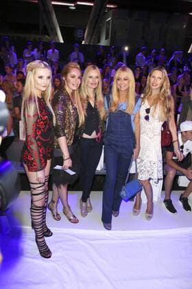 Anna Hiltrop, Elna-Margret Prinzessin zu Bentheim und Steinfurt, Mirja du Mont, Jenny Elvers und Sabine Piller bei der Dimitri Fashion Show auf der Mercedes-Benz Fashion Week Berlin Spring Summer 2017. Berlin, 30.06.2016 Foto:xS.xGabschx xFuturexImage