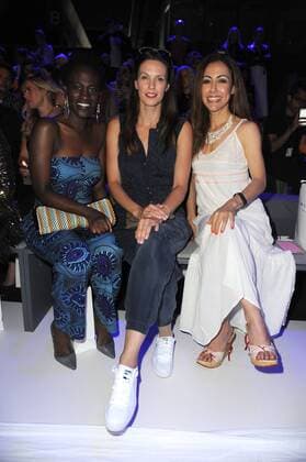 Katrin Wrobel und Anastasia Zampounidis bei der Dimitri Modenschau im Rahmen der Mercedes-Benz Fashion Week Frühjahr Sommer 2017 am 30.06.2016 in Berlin MBFW Fashionweek in Berlin 2016- Dimitri Fashion Show 