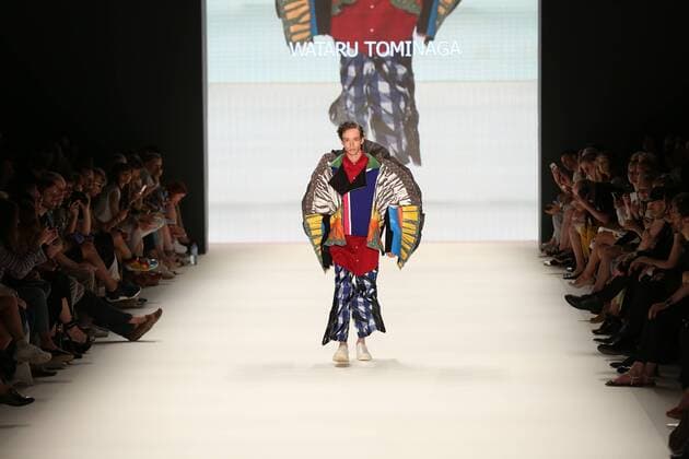 Germany: Wataru Tominaga at the Mercedes-Benz Fashion Week Model wears the collection of Wataru Tominaga during the catwalk in the Erika Hess Ice Stadium in Berlin-Wedding. Numerous labels are taking part in the German fashion week for the 2017 spring summer season.  SimonexKuhlmey