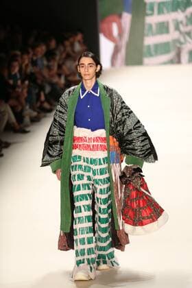 Germany: Wataru Tominaga at the Mercedes-Benz Fashion Week Model wears the collection of Wataru Tominaga during the catwalk in the Erika Hess Ice Stadium in Berlin-Wedding. Numerous labels are taking part in the German fashion week for the 2017 spring summer season.  SimonexKuhlmey