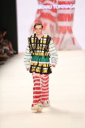 Germany: Wataru Tominaga at the Mercedes-Benz Fashion Week Model wears the collection of Wataru Tominaga during the catwalk in the Erika Hess Ice Stadium in Berlin-Wedding. Numerous labels are taking part in the German fashion week for the 2017 spring summer season.  SimonexKuhlmey