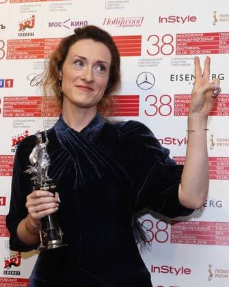 MOSCOW, RUSSIA - JUNE 30, 2016: Director Nicole Brending with an award for her short film Selfied at the closing of the 38th Moscow International Film Festival. Vyacheslav Prokofyev TASS  TS028864