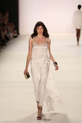 Germany: Dimitri collection at the Mercedes-Benz Fashion Week Model wears the collection of Dimitri during the catwalk in the Erika Hess Ice Stadium in Berlin-Wedding. Numerous labels are taking part in the German fashion week for the 2017 spring summer season.  SimonexKuhlmey