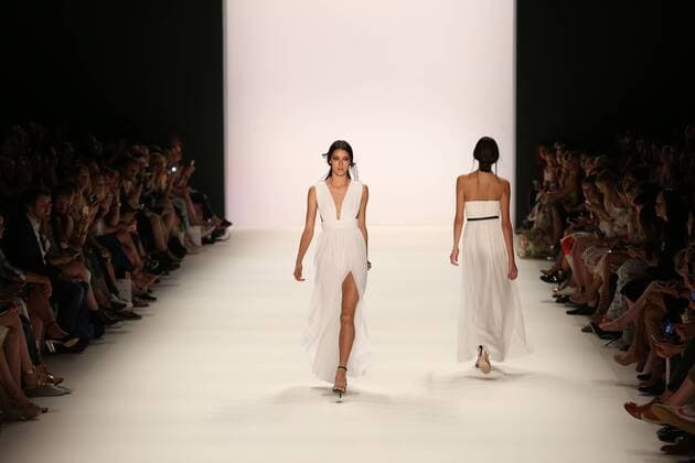 Germany: Dimitri collection at the Mercedes-Benz Fashion Week Model wears the collection of Dimitri during the catwalk in the Erika Hess Ice Stadium in Berlin-Wedding. Numerous labels are taking part in the German fashion week for the 2017 spring summer season.  SimonexKuhlmey