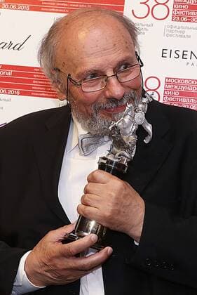 MOSCOW, RUSSIA - JUNE 30, 2016: Director Radoslav Spassov with the Silver George special award for his film The Singing Shoes at the closing of the 38th Moscow International Film Festival. Vyacheslav Prokofyev TASS  TS02887C
