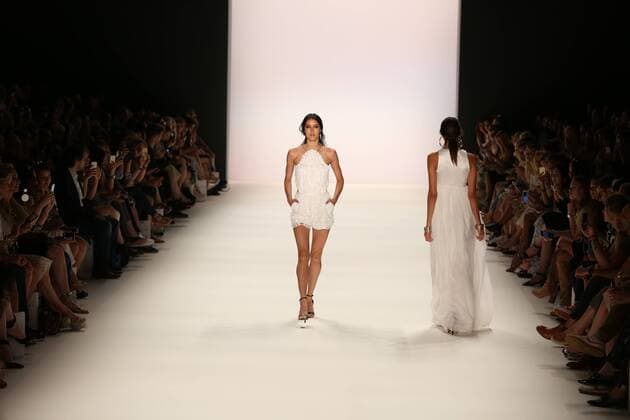 Germany: Dimitri collection at the Mercedes-Benz Fashion Week Model wears the collection of Dimitri during the catwalk in the Erika Hess Ice Stadium in Berlin-Wedding. Numerous labels are taking part in the German fashion week for the 2017 spring summer season.  SimonexKuhlmey