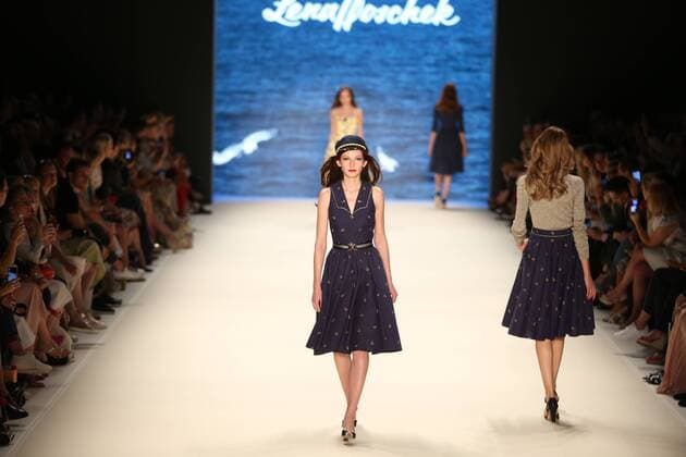 Berlin: Lena Hoschek at the Mercedes-Benz Fashion Week The photo shows Models with the collection of Lena Hoschek on the catwalk in the Erika Hess Ice Stadium in Berlin-Weding. The 19th time, the Mercedes-Benz Fashion Week Berlin. Numerous labels are taking part in the German fashion week for the 2017 spring summer season.  SimonexKuhlmey