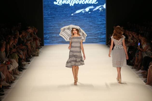 Berlin: Lena Hoschek at the Mercedes-Benz Fashion Week The photo shows Models with the collection of Lena Hoschek on the catwalk in the Erika Hess Ice Stadium in Berlin-Weding. The 19th time, the Mercedes-Benz Fashion Week Berlin. Numerous labels are taking part in the German fashion week for the 2017 spring summer season.  SimonexKuhlmey
