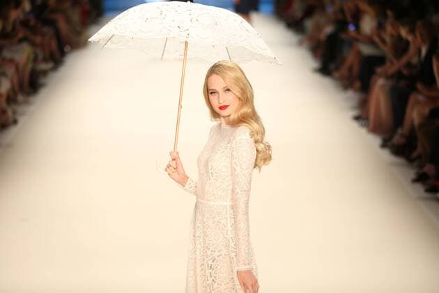 Berlin: Lena Hoschek at the Mercedes-Benz Fashion Week The photo shows Models with the collection of Lena Hoschek on the catwalk in the Erika Hess Ice Stadium in Berlin-Weding. The 19th time, the Mercedes-Benz Fashion Week Berlin. Numerous labels are taking part in the German fashion week for the 2017 spring summer season.  SimonexKuhlmey