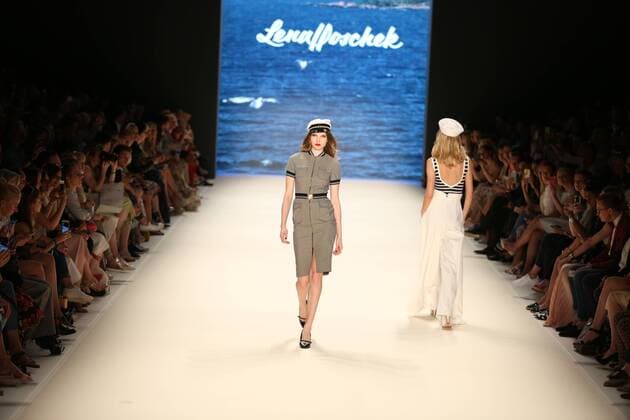 Berlin: Lena Hoschek at the Mercedes-Benz Fashion Week The photo shows Models with the collection of Lena Hoschek on the catwalk in the Erika Hess Ice Stadium in Berlin-Weding. The 19th time, the Mercedes-Benz Fashion Week Berlin. Numerous labels are taking part in the German fashion week for the 2017 spring summer season.  SimonexKuhlmey