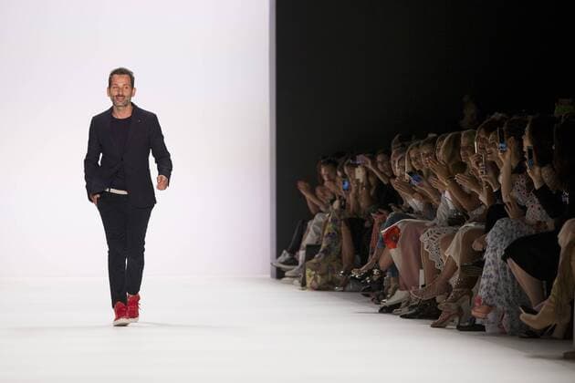 June 30, 2016 - Berlin, Germany - Fashion Designer Dimitrios Panagiotopoulos aknowledges the applause of the guests at the end of the Dimitri show during the Mercedes-Benz Fashion Week Berlin Spring Summer 2017 at Erika Hess Eisstadion in Berlin, Germany on June 30, 2016. Berlin Germany  - ZUMAn230