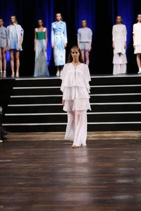 Berlin: Marcel Ostertag at the Mercedes-Benz Fashion Week The 19th time, the Mercedes-Benz Fashion Week Berlin. Numerous labels are taking part in the German fashion week for the 2017 spring summer season. The photo shows Models with the collection of Marcel Ostertag on the catwalk in the Admiralspalast in Berlin-Mitte.  SimonexKuhlmey