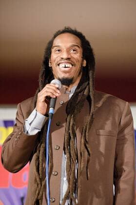 Feb. 03, 2010 - London, Great Britain - Benjamin Zephaniah recites at the TUC Concert for Haiti on February 3, 2010 in London. Picture by Julie Edwards LFI  - ZUMAl60_