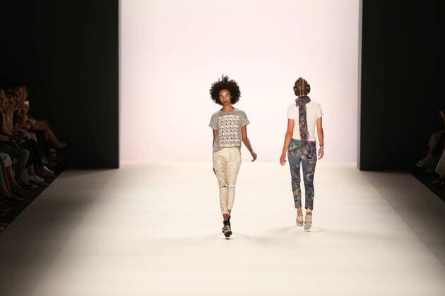 Germany: Jeans for Refugees by Johny Dar The Mercedes-Benz Fashion Week Berlin. Numerous labels are taking part in the German fashion week for the 2017 spring summer season. The photo shows Models with the collection of Jeans for Refugees by Dohny Dar on the catwalk in the Erika Hess Ice Stadium in Berlin-Weding. This year, the designer launched a global artistic collaboration called Jeans for Refugees , dedicated to the world s fugitives and involved over one hundred celebrities. The jeans-Unikate be exhibited in London in October 2016 the Saatchi Gallery and auctioned. The entire proceeds go to the International Rescue Committee, an organization that Escaped and war victims.  SimonexKuhlmey