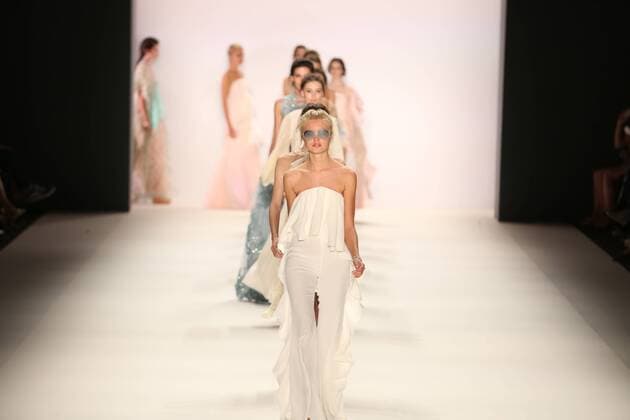 Lana Mueller at the Mercedes-Benz Fashion Week The Mercedes-Benz Fashion Week Berlin. Numerous labels are taking part in the German fashion week for the 2017 spring summer season. The photo shows Models with the collection of Lana Mueller on the catwalk in the Erika Hess Ice Stadium in Berlin-Weding.  SimonexKuhlmey