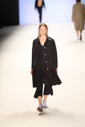 Germany: Julian Zigerli collections at the Mercedes-Benz Fashion Model wears the collection of Julian Zigerli during the catwalk in the Erika Hess Ice Stadium in Berlin-Wedding. Numerous labels are taking part in the German fashion week for the 2017 spring summer season.  SimonexKuhlmey