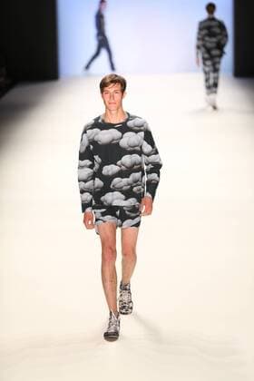 Germany: Julian Zigerli collections at the Mercedes-Benz Fashion Model wears the collection of Julian Zigerli during the catwalk in the Erika Hess Ice Stadium in Berlin-Wedding. Numerous labels are taking part in the German fashion week for the 2017 spring summer season.  SimonexKuhlmey