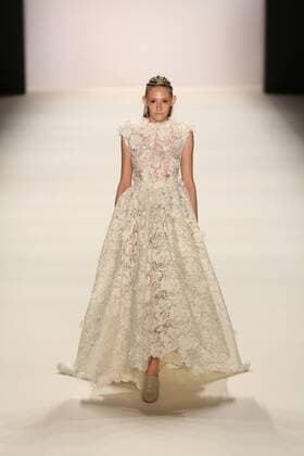 Germany: Irene Luft at the Mercedes-Benz Fashion Week Model wears the collection of Irene Luft during the catwalk in the Erika Hess Ice Stadium in Berlin-Wedding. Numerous labels are taking part in the German fashion week for the 2017 spring summer season.  SimonexKuhlmey