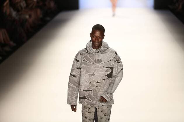 Germany: Julian Zigerli collections at the Mercedes-Benz Fashion Model wears the collection of Julian Zigerli during the catwalk in the Erika Hess Ice Stadium in Berlin-Wedding. Numerous labels are taking part in the German fashion week for the 2017 spring summer season.  SimonexKuhlmey