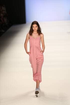 Germany: Julian Zigerli collections at the Mercedes-Benz Fashion Model wears the collection of Julian Zigerli during the catwalk in the Erika Hess Ice Stadium in Berlin-Wedding. Numerous labels are taking part in the German fashion week for the 2017 spring summer season.  SimonexKuhlmey