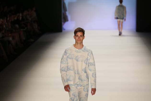 Germany: Julian Zigerli collections at the Mercedes-Benz Fashion Model wears the collection of Julian Zigerli during the catwalk in the Erika Hess Ice Stadium in Berlin-Wedding. Numerous labels are taking part in the German fashion week for the 2017 spring summer season.  SimonexKuhlmey