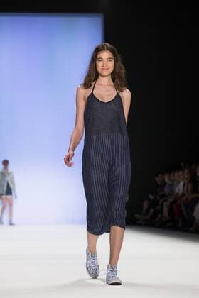 A model walks the runway at the Julian Zigerli show during the Mercedes-Benz Fashion Week Berlin Spring Summer 2017 at Erika Hess Eisstadion in Berlin, Germany on July 1st, 2016.  - ZUMAn230