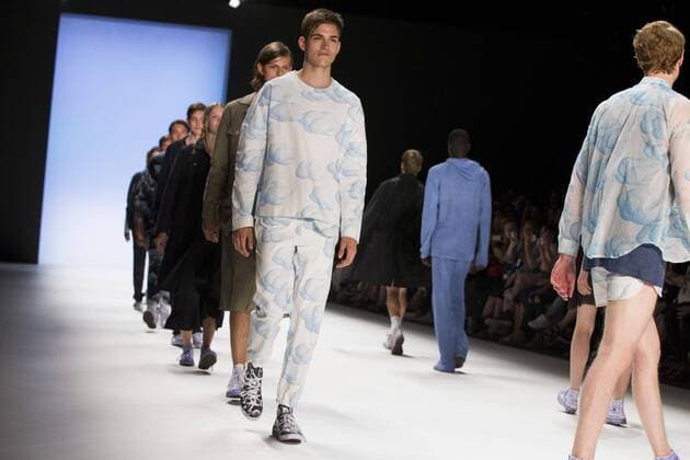 Models walk the runway at the Julian Zigerli show during the Mercedes-Benz Fashion Week Berlin Spring Summer 2017 at Erika Hess Eisstadion in Berlin, Germany on July 1st, 2016.  - ZUMAn230