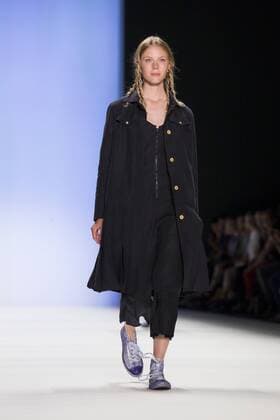 A model walks the runway at the Julian Zigerli show during the Mercedes-Benz Fashion Week Berlin Spring Summer 2017 at Erika Hess Eisstadion in Berlin, Germany on July 1st, 2016.  - ZUMAn230