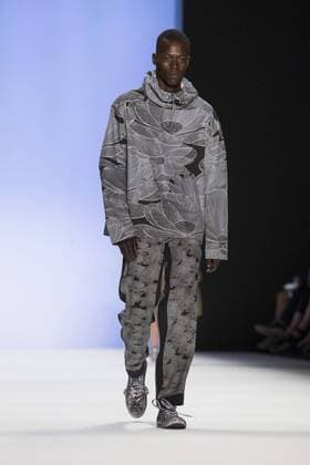 A model walks the runway at the Julian Zigerli show during the Mercedes-Benz Fashion Week Berlin Spring Summer 2017 at Erika Hess Eisstadion in Berlin, Germany on July 1st, 2016.  - ZUMAn230